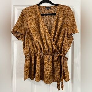Zenobia Mustard and Black Wrap Blouse
